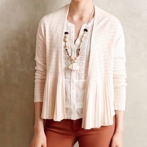 Anthropologie Moth Pointelle Peplum Cardigan